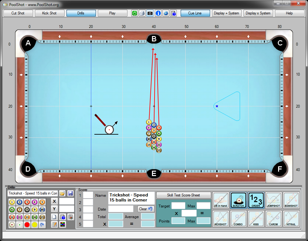 Trickshot - Speed 15 balls in Corner Pocket